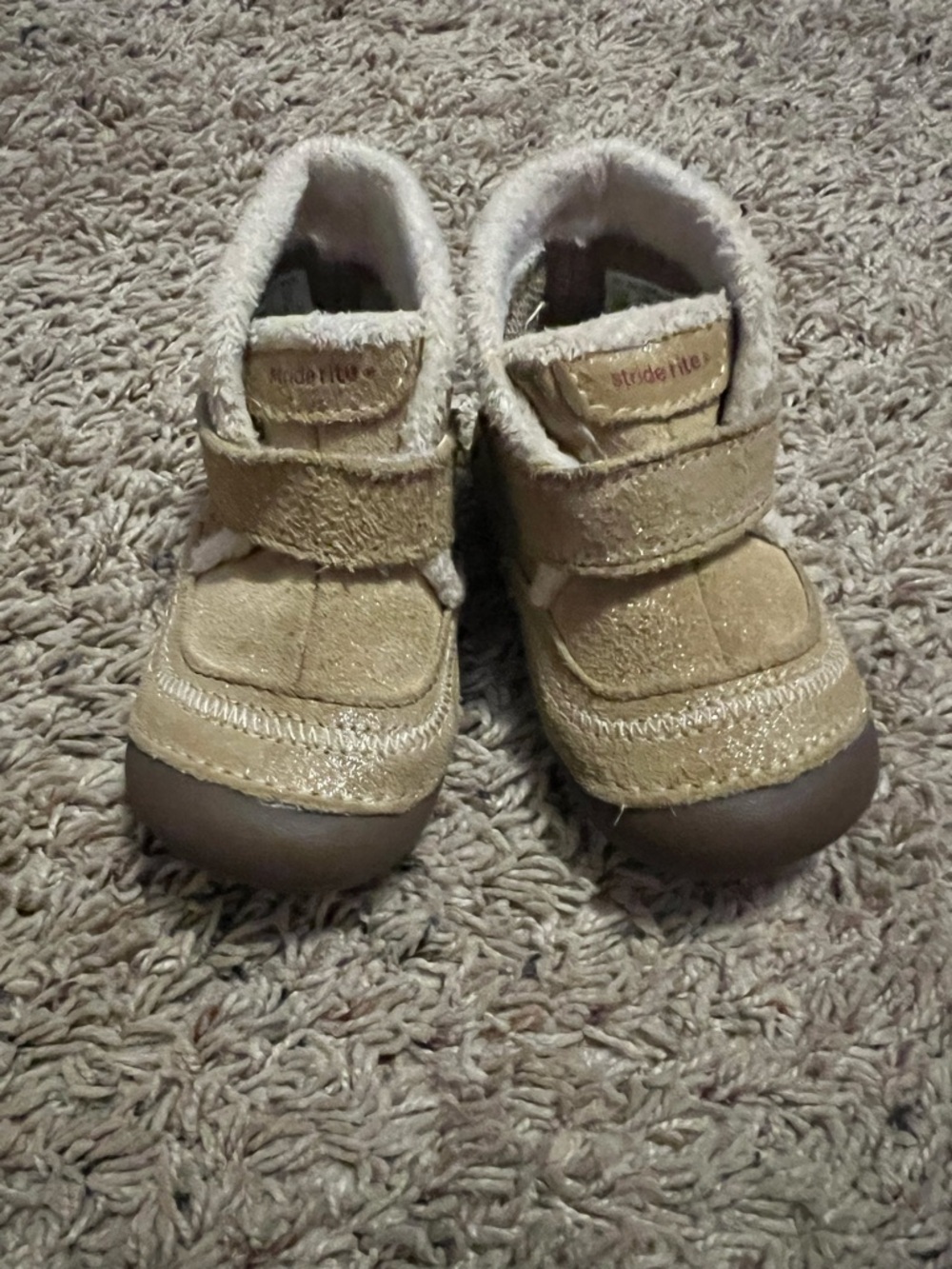 Stride Rite Toddler Tan Suede-Look Fleece Boots